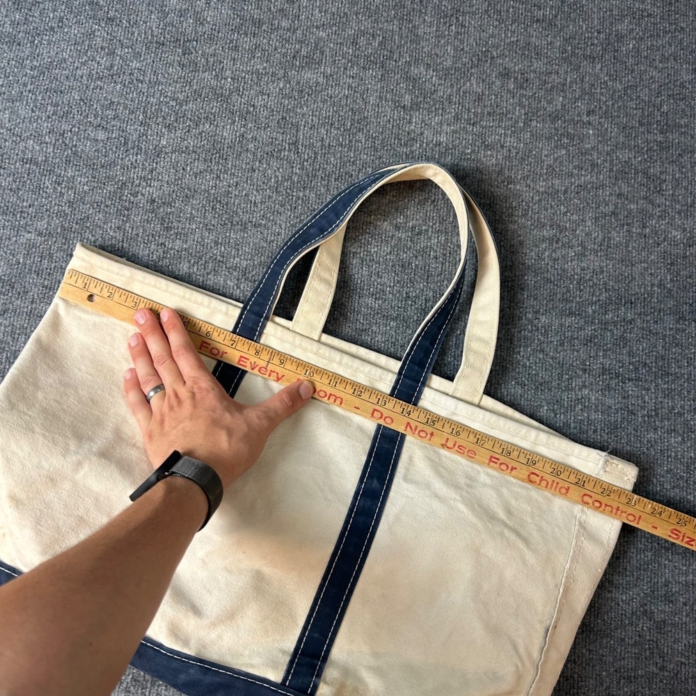 Vintage 80s 90s LL Bean Boat and Tote Large Navy Canvas Bag - Picture 6 of 9